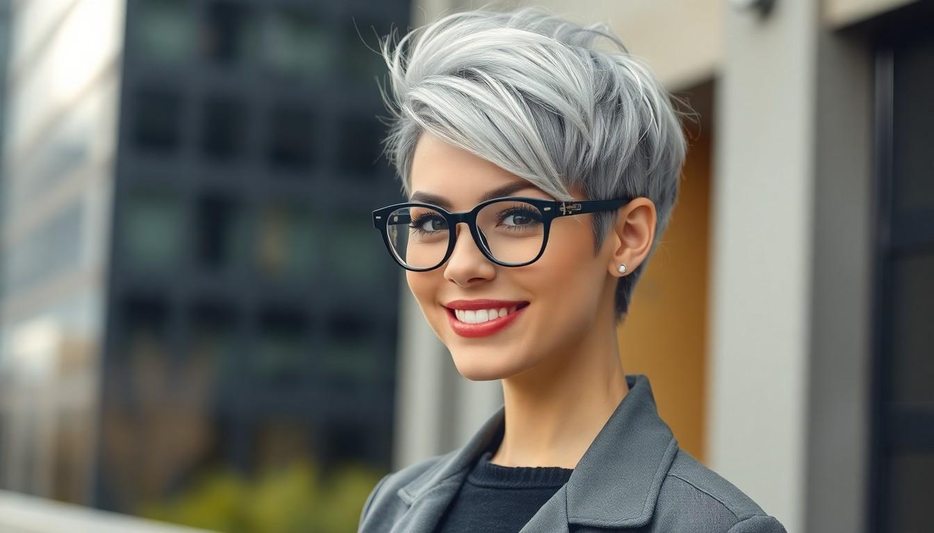 Edgy Short Hairstyles for Grey Hair and Glasses: Best Bold Looks to Rock Your Silver Style 2 Edgy Short Hairstyles for Grey Hair and Glasses: Best Bold Looks to Rock Your Silver Style 1