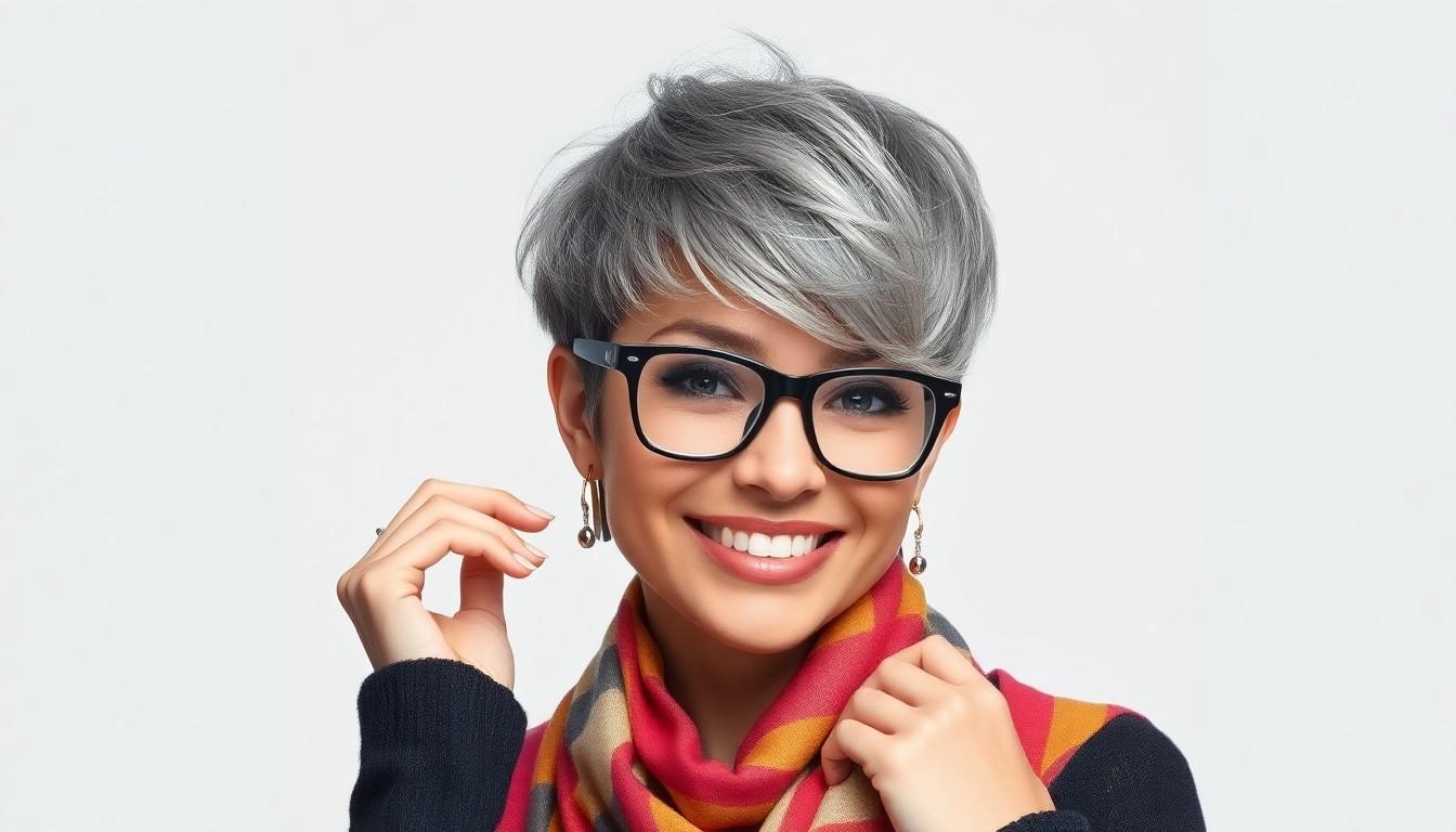 Edgy Short Hairstyles for Grey Hair and Glasses: Best Bold Looks to Rock Your Silver Style 4 Edgy Short Hairstyles for Grey Hair and Glasses: Best Bold Looks to Rock Your Silver Style 3