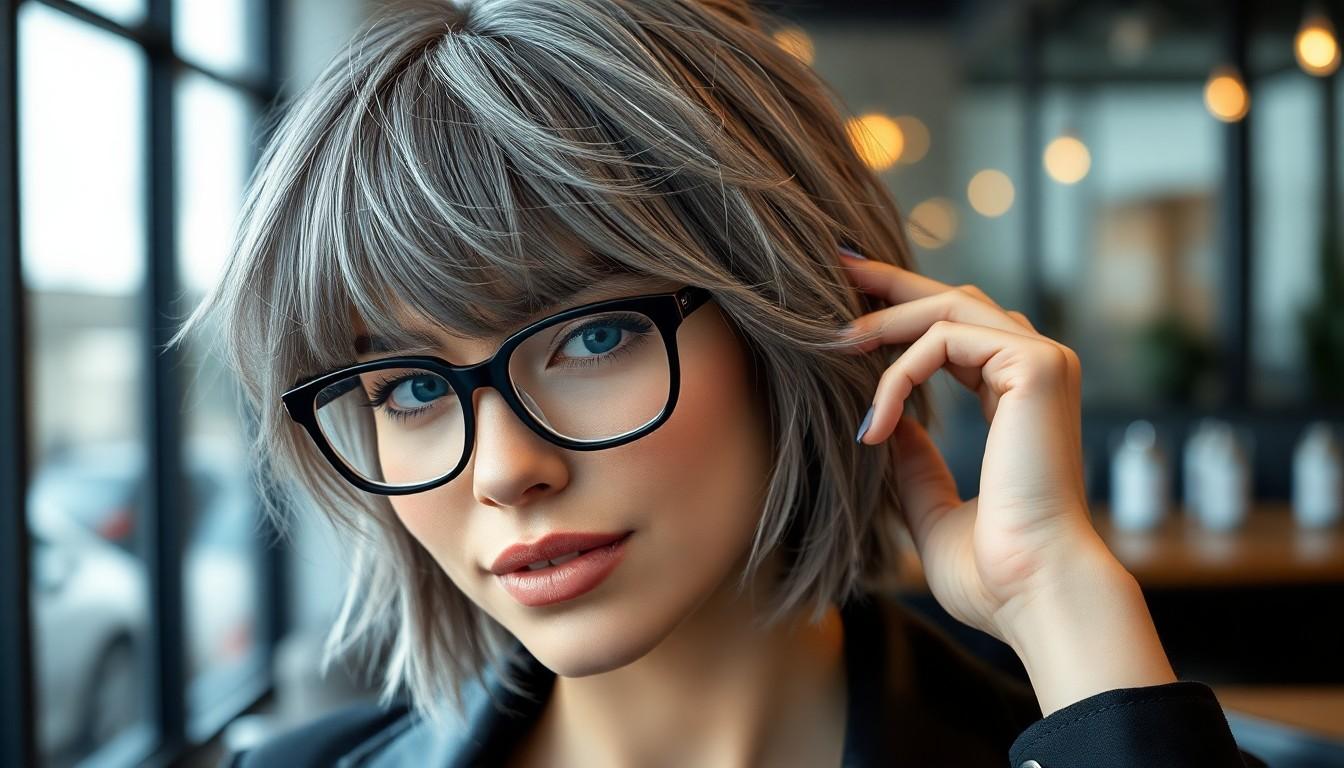 Edgy Short Hairstyles for Grey Hair and Glasses: Best Bold Looks to Rock Your Silver Style 10 Edgy Short Hairstyles for Grey Hair and Glasses: Best Bold Looks to Rock Your Silver Style 9