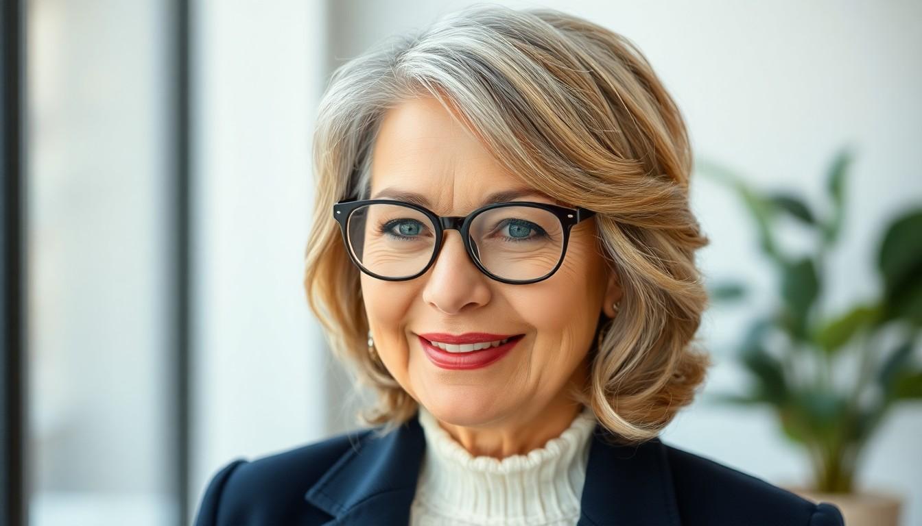 Flattering Hairstyles for Women Over 50 With Glasses: Modern Looks to Enhance Your Style 12 Flattering Hairstyles for Women Over 50 With Glasses: Modern Looks to Enhance Your Style 11